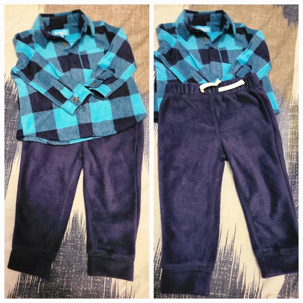 Lightning Bug Baby Plaid Jogger Set